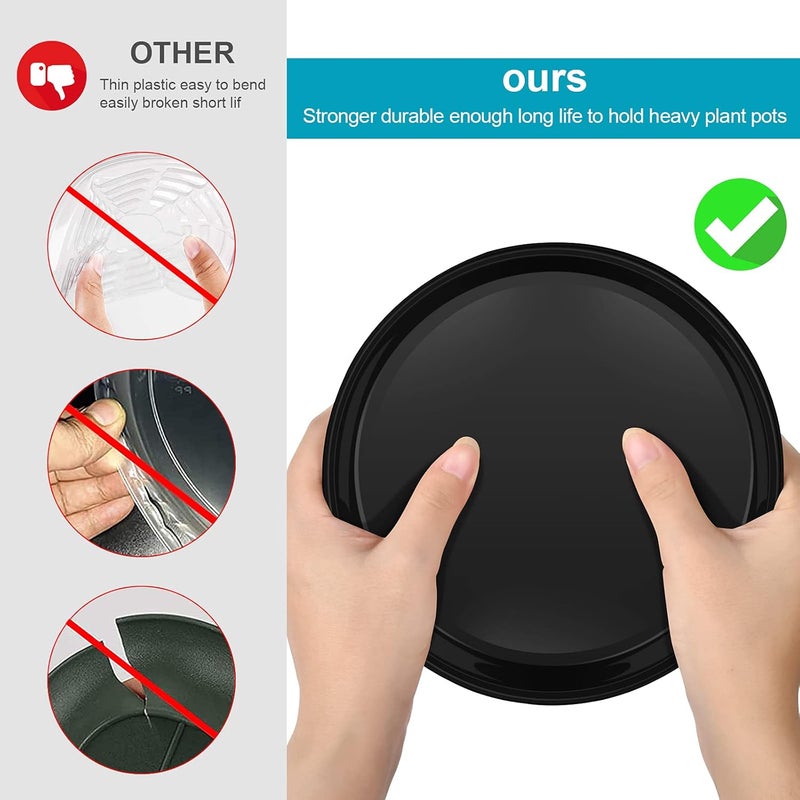 VUWEZ 2 Pack of Plant Saucer 10 Inch, 10 inch Plant Saucer Round, Plastic Flower Plant Trays for Pots, Plant Saucers for Indoors 9", Plant Pot Saucers, Planter Tray for Planter 8-10" (10", Black) - Image 3